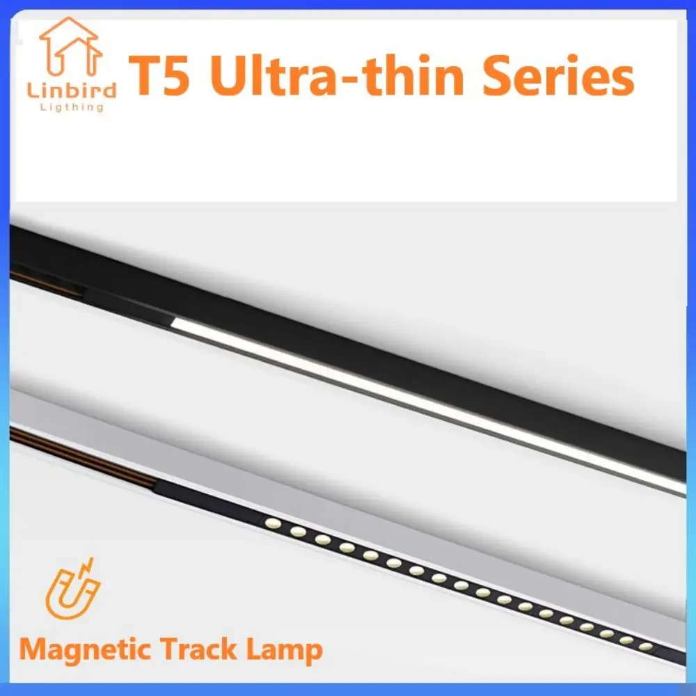 T5 Ultra Thin Magnetic Blcak Track Light System Simple Modern Embedded Flexible Fixture LED Spotlight Ceiling Indoor Living Home