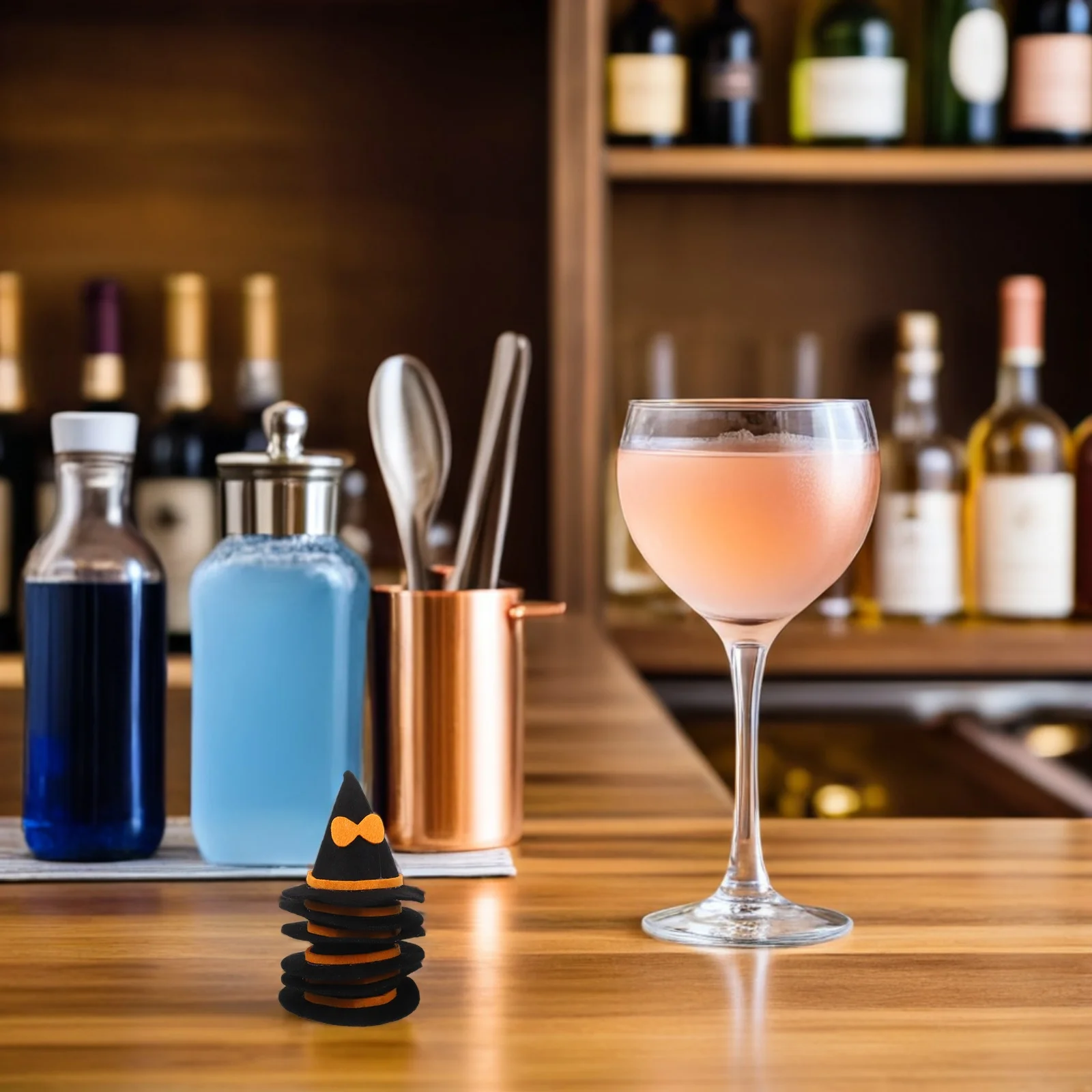 

12Pcs Bottle Toppers Halloween Decorative Felt Hats for Wine Bottles Party Supplies Festive Home Decoration