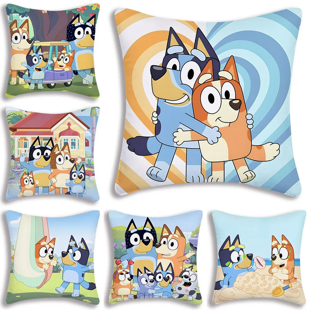 Anime For B-Blueys Pillow Covers Cartoon Sofa Decorative Home Double-sided Printing Short Plush Cute Cushion Cover