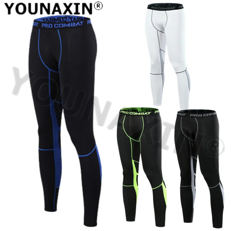 

Men Black Running Trousers Base Layer Tight Training Fitness Jogger Basketball White Sports Skinny Cycling Quick Dry Long Pants