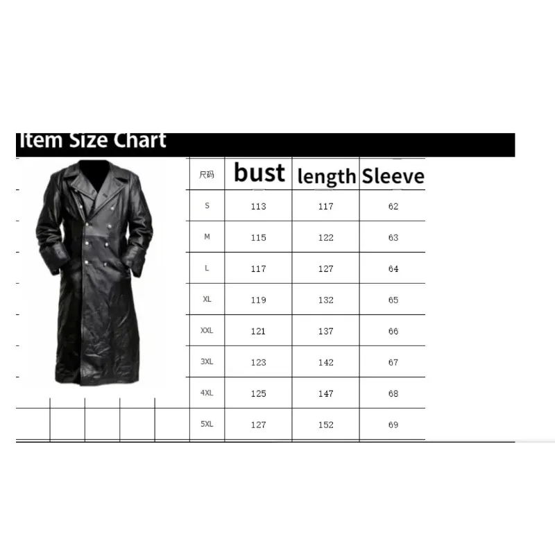 1 رجل ألماني كلاسيكي WW2 الزي العسكري ضابط جلد أسود خندق معطف