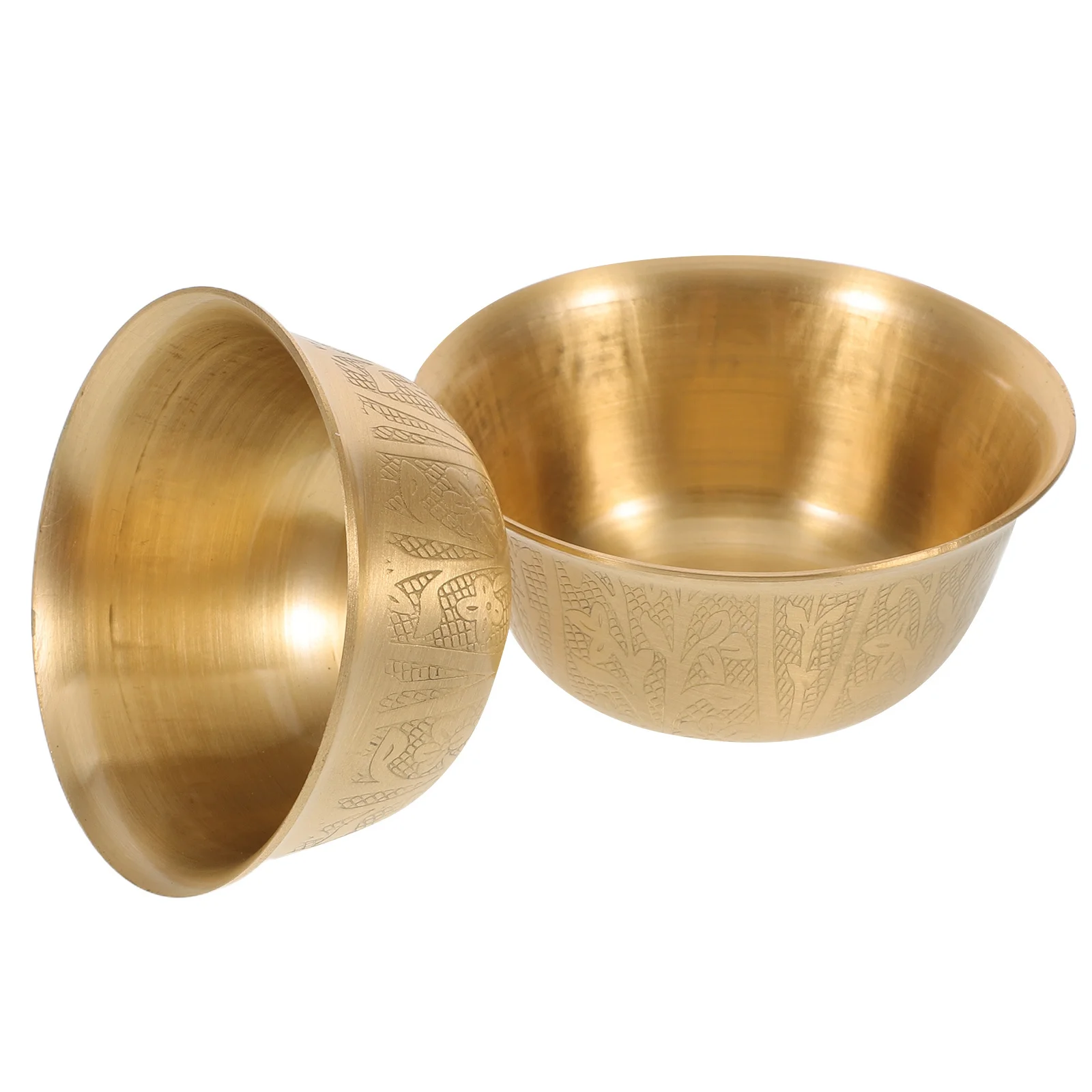 

2Pcs Copper Temple Offering Bowls 2.5 and 2.9 Inches Brass Worship Cups for Home Altar Religious Ceremonies Ritual Bowl Decor