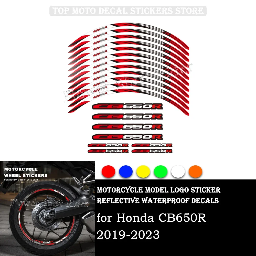 

Motorcycle Wheel Sticker Waterproof Hub Decal Rim Stripe Tape 17 Inches For Honda CB650R Neo Sports Cafe Reflective Waterproof