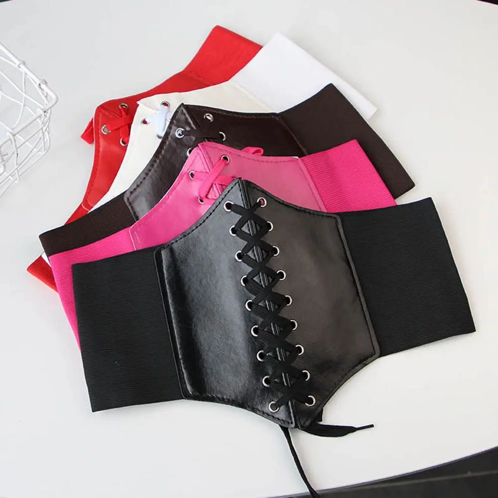 Skirt Decorations Dress Court Style Corset PU Leather Wide Waist Belt Female Waistband Cummerbunds Shaping Girdle Belt