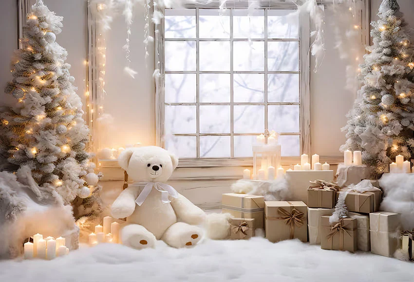 Mehofond-Fond de photographie de Noël d'hiver, fenêtre de Noël, paillettes de neige, fête de Noël, décor de portrait de famille pour enfants, studio de toile de fond photo