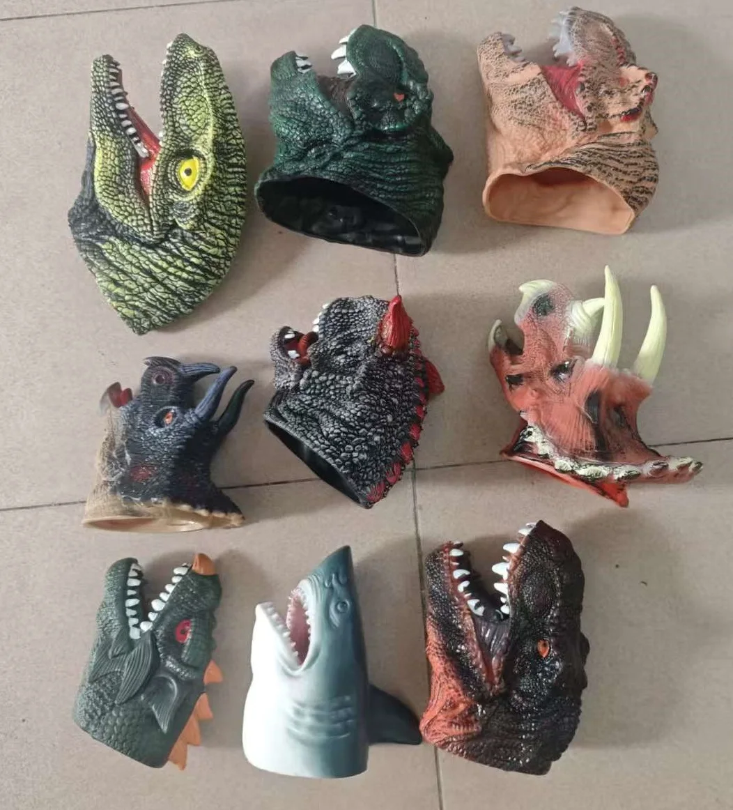 Fantoches de mão cabeça de dinossauro modelo brinquedo t-rex dino jurass tubarão parque bonecas dinossauro mundos brinquedo de pelúcia macio para meninos crianças presentes