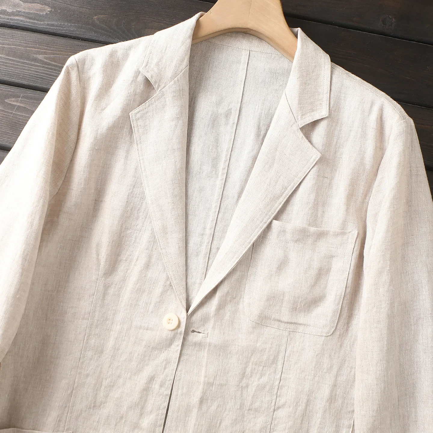 Vintage, Antibacterial 100% Linen Men's Spring/Summer Breathable Casual Suit Jacket