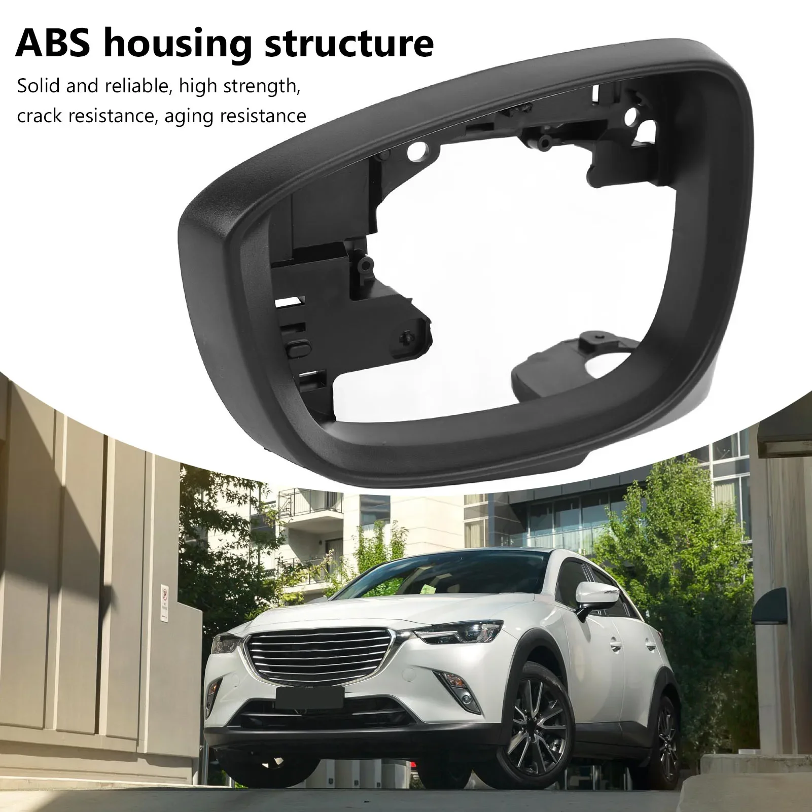 Side Mirror Cover Frame Black Decorative Door Side Wing Rearview Mirror Frame Replacement For Mazda CX‑3 CX5 Left