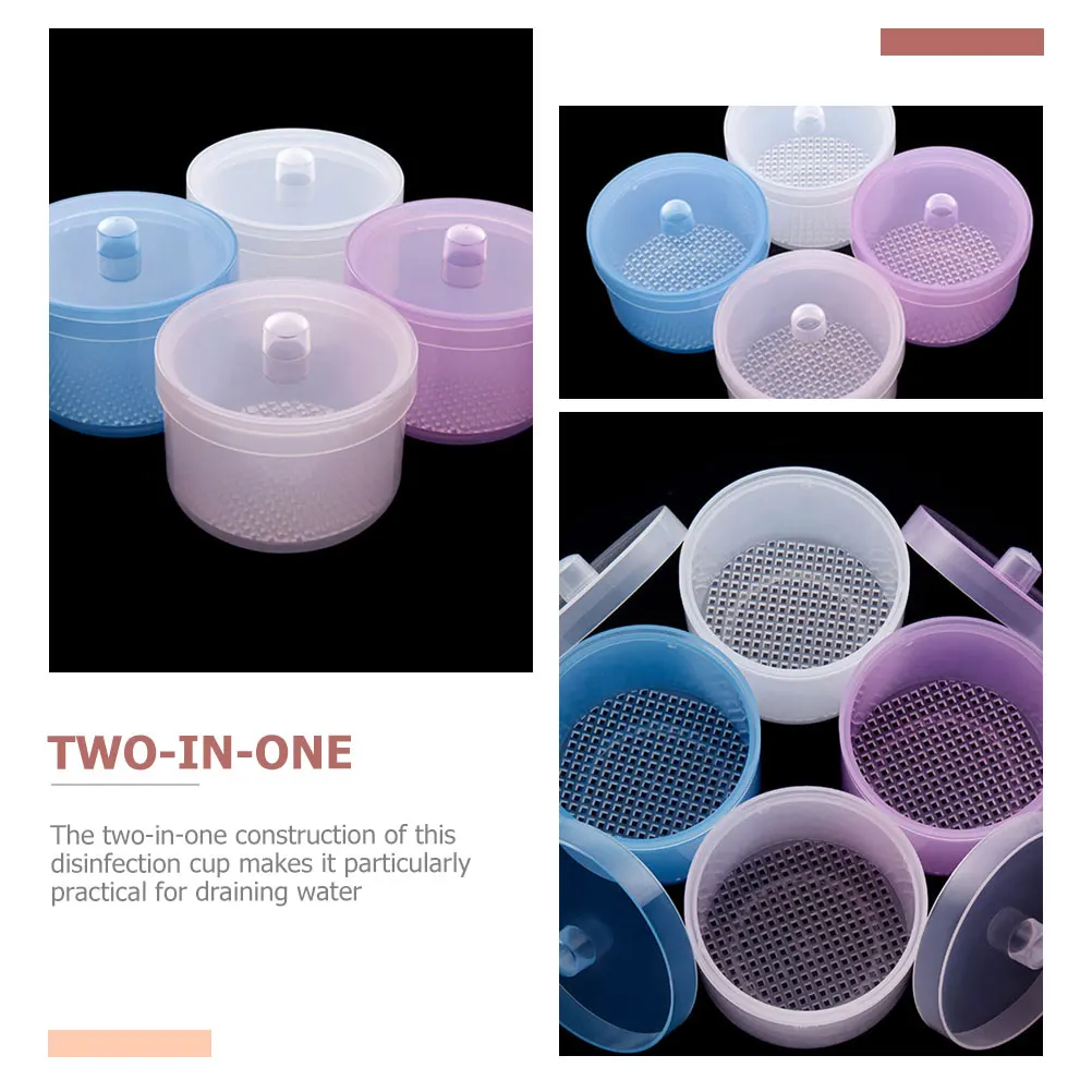 

2pcs Disinfection Cup Two-In-One Drainable Plastic Tanks For Nail Tools Sterilizer Bur Tank Cleaning Box High-Temp Resistant