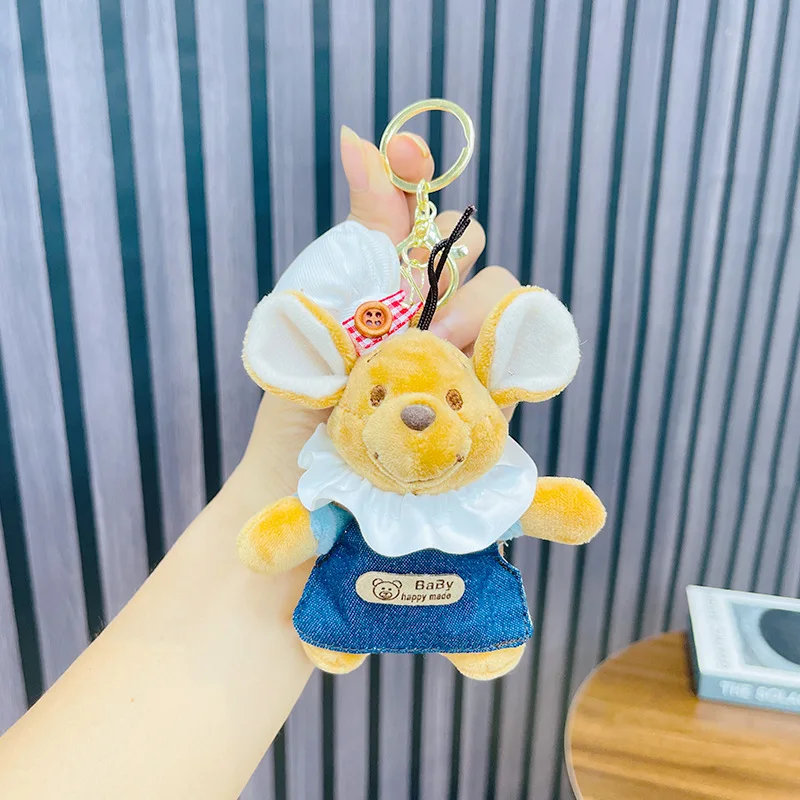 Disney Roo Cartoon Kangaroo Plush Stuffed Keychain Cosplay Chef Style Doll Pendant Couple Backpack Zipper Decoration Girl's Gift