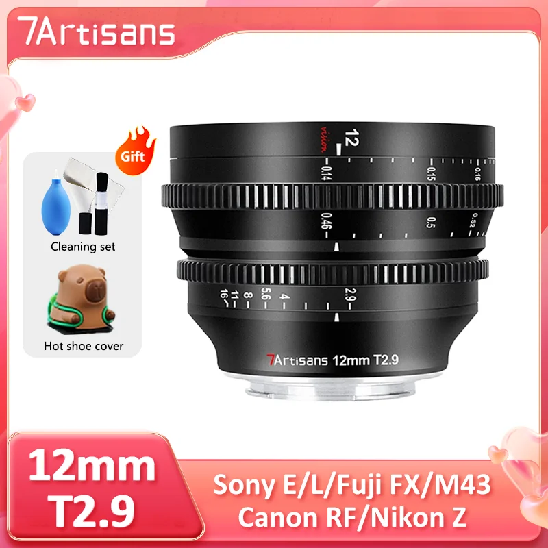 

7 artisans 12mm T2.9 APS-C 270° Ultra Wide Angle Prime Cine Lens For Sony E a7miv Fuji XF xpro2 Canon RF Nikon Z M43 L Mount