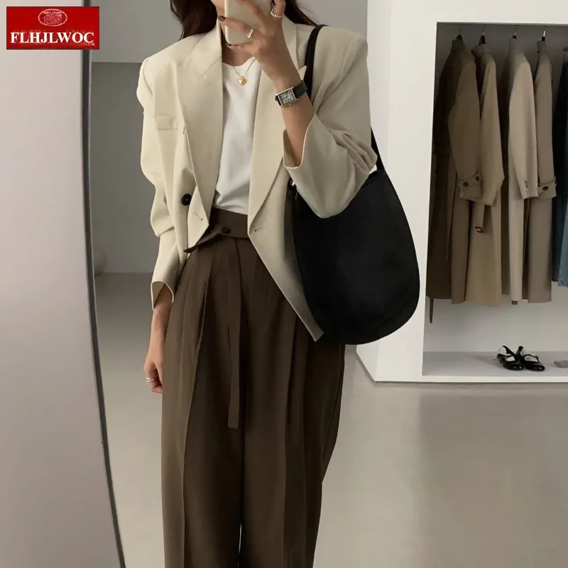 4 Colors Autumn Chic Korea Design Short Suit Coats High Street Women Fashion Cute Elegant Office Lady Button Work Jackets Blazer
