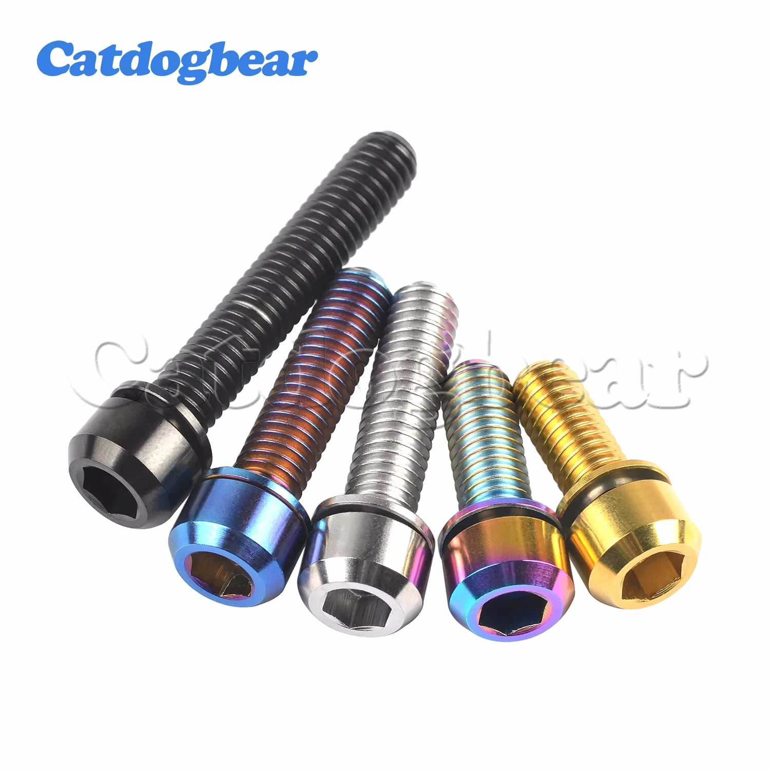 Catdogbear 4 stks M6x16 18 20 25 30 35mm Titanium Bolt Allen Hoofd met Ringen Fietsen Schroeven Fiets Accessoire