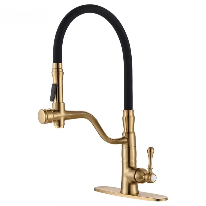 

Contemporary Single-Handle Pull Kitchen Faucet Heavy Brass Hot Cold Flexible Sink Mixer Ceramic Valve Core Kitchen Faucet Luxury