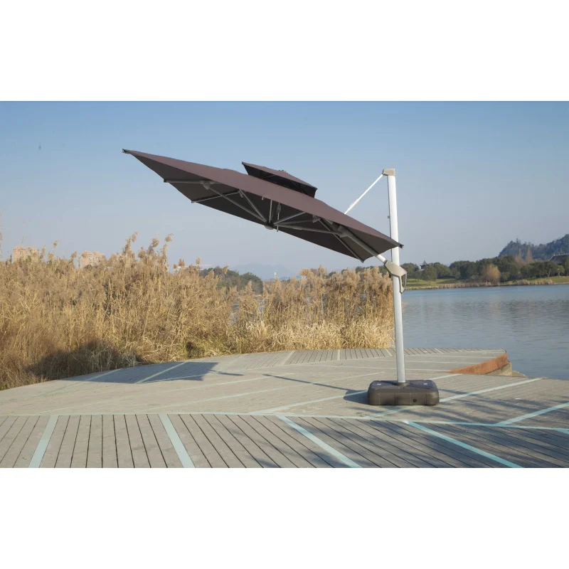 مخصص. فناء خارجي من الألومنيوم خفيف مع أثاث حديقة بتصميم روماني - مادة شراع من مادة البوليستر #5