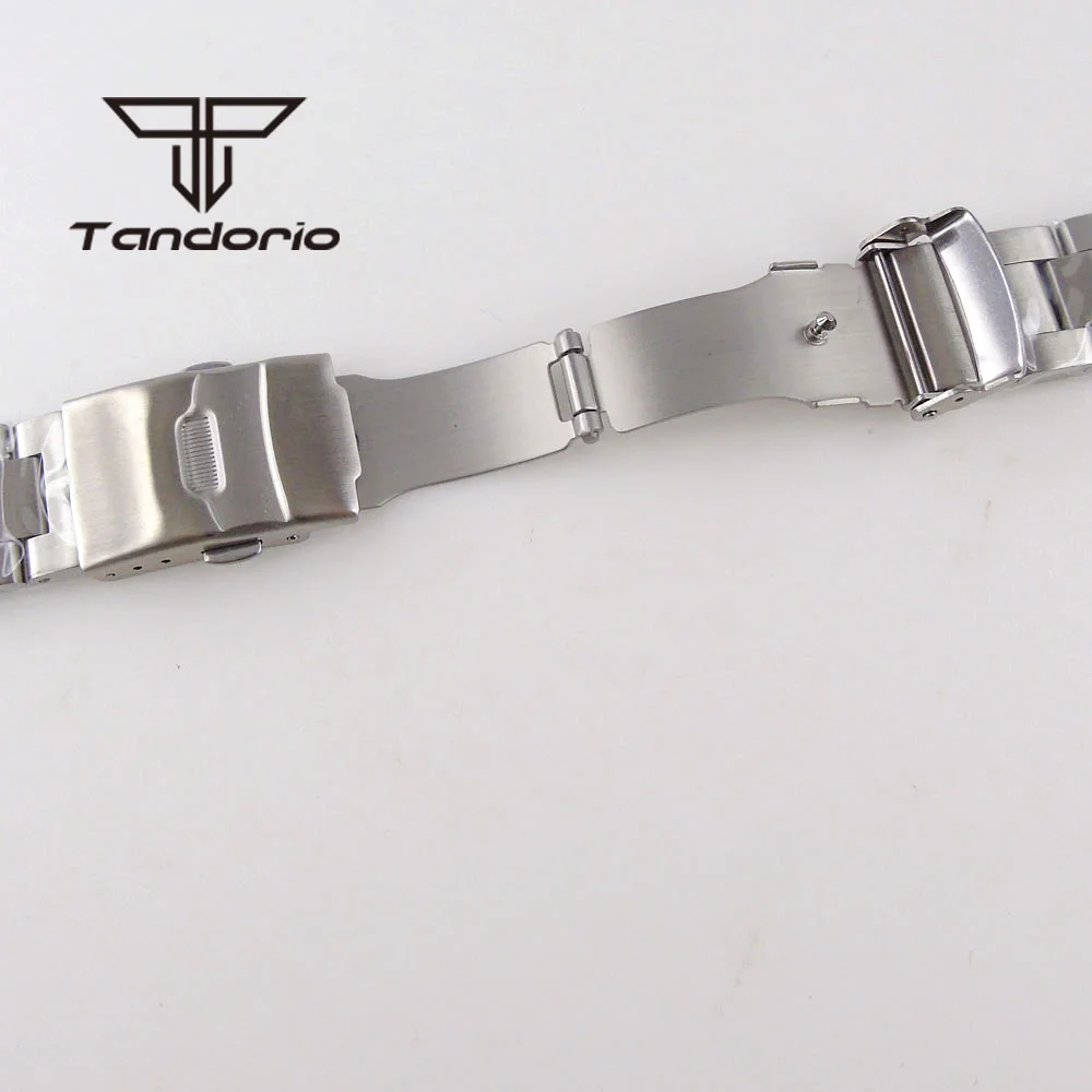 New Curved End Stainless Steel Watch Bracelet Folding Clasp Fit for Tandorio 62mas Diving Wristwatch