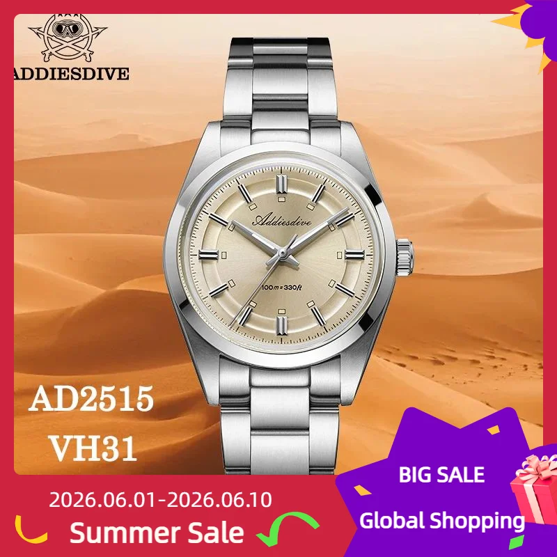 

ADDIESDIVE Waterproof NEW Watch for Men Luxury Stainless Steel Super Luminous Quartz Watches AD2515 reloj hombre Man Wristwatch