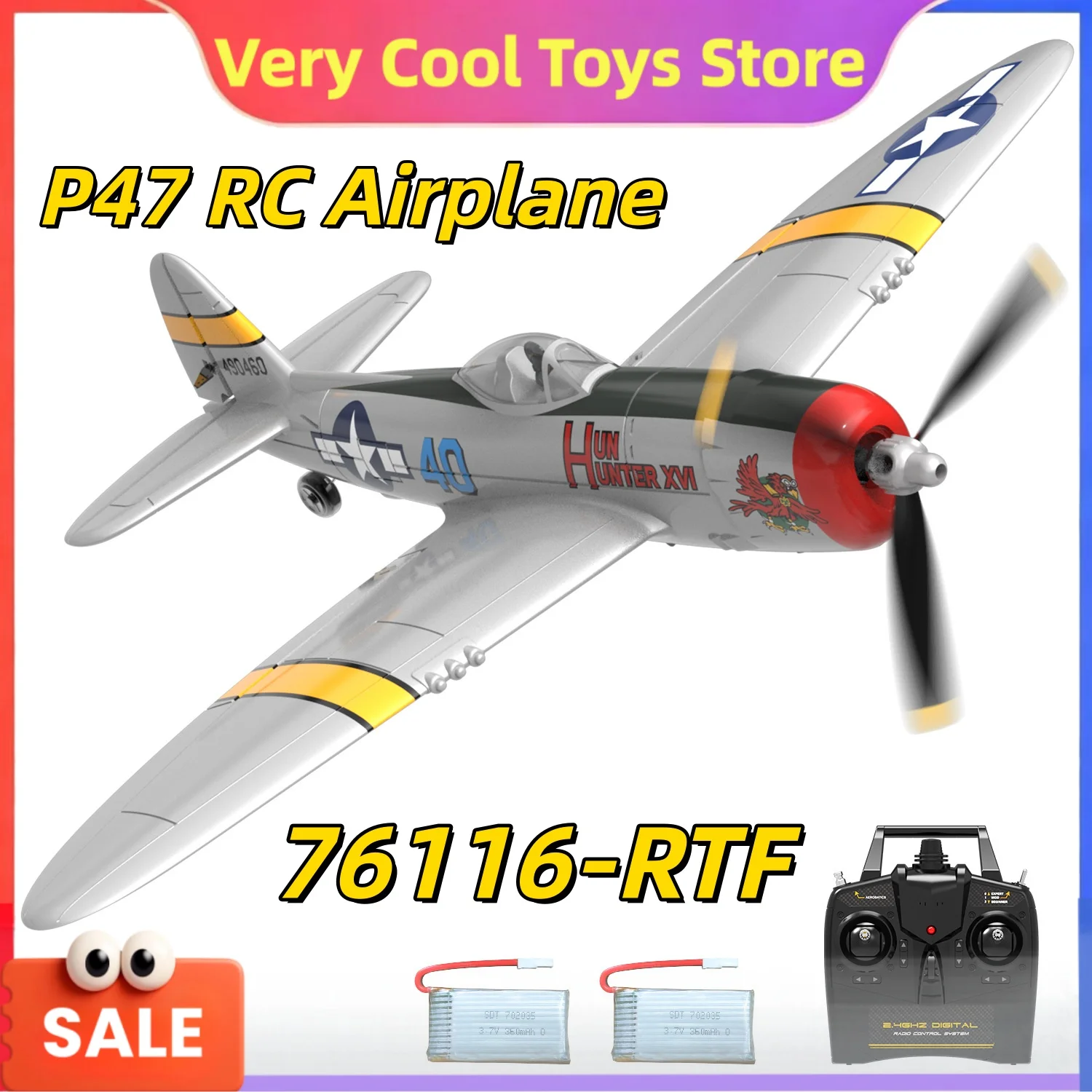 US P47 Thunderbolt RC Airplane 2.4G 4‑Channel Stunt Fixed‑wing Aircraft Simulation Electric Remote Control Fighter Model Toy