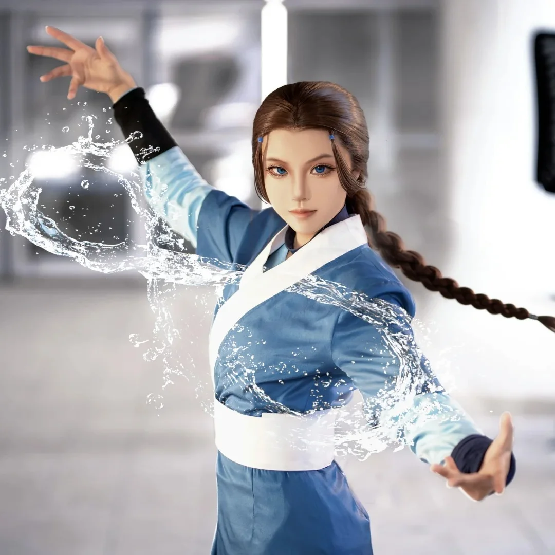 Korra Katara Cosplay Costume Avatar：The Last Airbender Red Dress Southern Water Tribe Jacket Wig Set Halloween Party Suits view 5