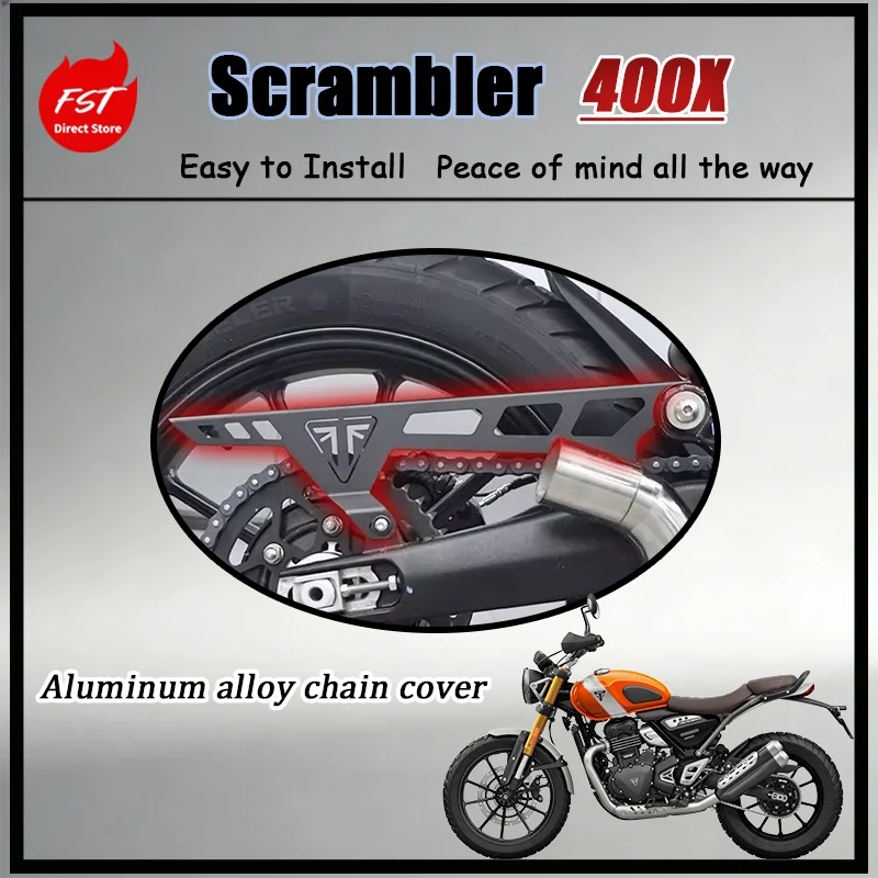 Protector de Cadena de Aluminio CNC Estilo Retro para Scrambler 400X, Cubierta de Piñón, Protector de Transmisión Estilo Vintage Scrambler