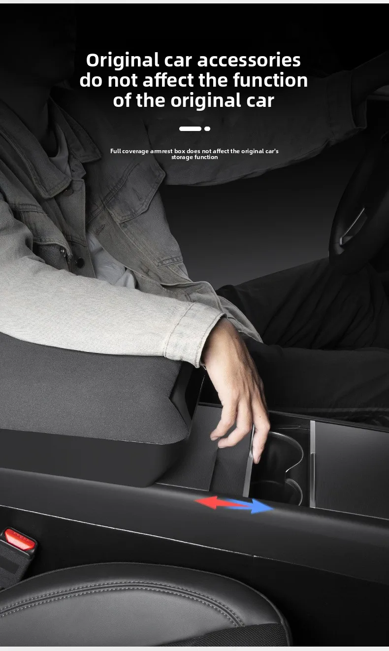 Luxuriöse 3-in-1 Armlehnenbox-Abdeckung Organizer Weiche PU-Leder Höhenpolsterung für Tesla Model Y Model 3 Juniper Highland Mittelkonsole – Detail 8