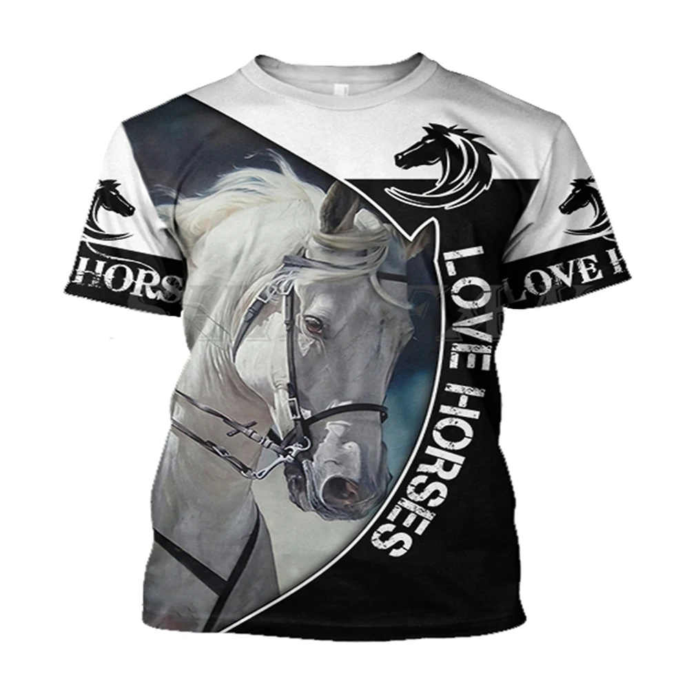 3D Printing Horse Shirt Unisex Fashion Women\'s Tee Shirt Large Loose O-Neck T-Shirt Casual Short Sleeve T Shirt Horse Clothes