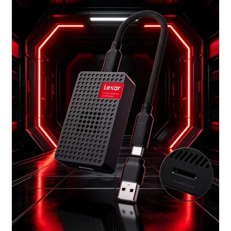 Lexar microSD Express Card Reader USB-A & Type-C Dual Interface High Speed Camera Memory Card Reader