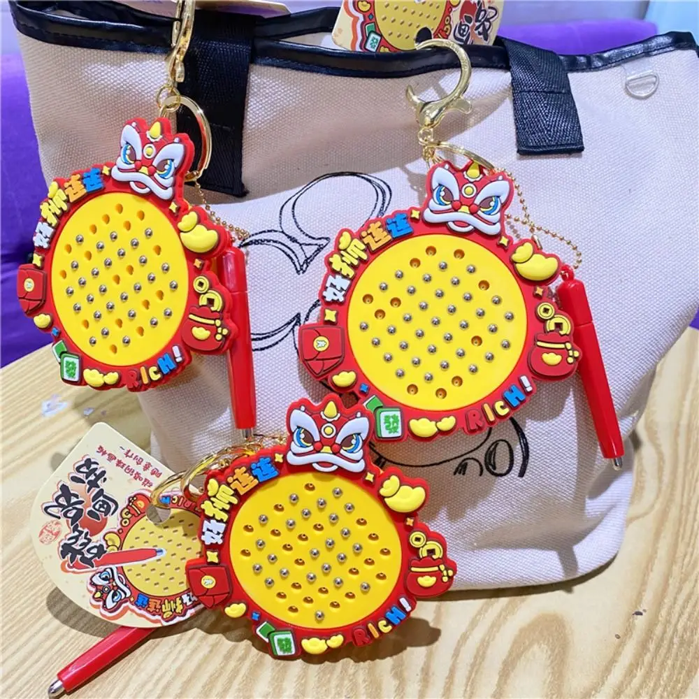 Lion Dance Magnetic Drawing Board Keyring Become Rich DIY Mini Funny Keychain Painting Game Pad Chinese Style