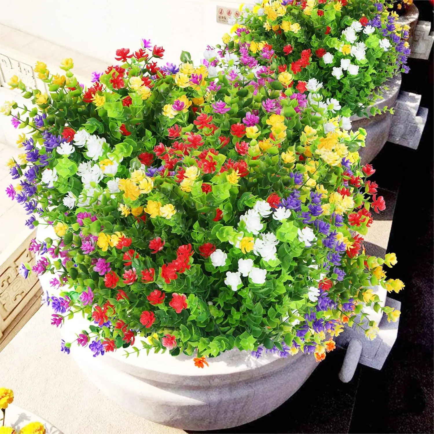 

12 Bundle Artificial Flowers for Outdoor UV Resistant Plants, Fall Faux Flowers Bulk Fake Flowers for Indoor Porch Vase Pots Sh