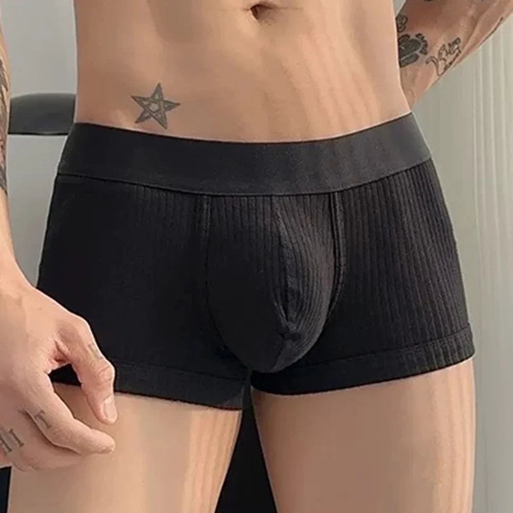 Men's Cotton Thread Comfortable Underwear Boxers Shorts Panties U Convex Pouch Sports Casual Underpants Lingerie