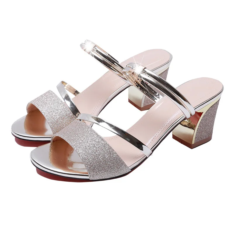 Sexy Ladies High Heels 2023 Summer Women Shoes Woman Square Heels Sandals Summer Ladies Shoes Women Sandals Heel 6cm YX770