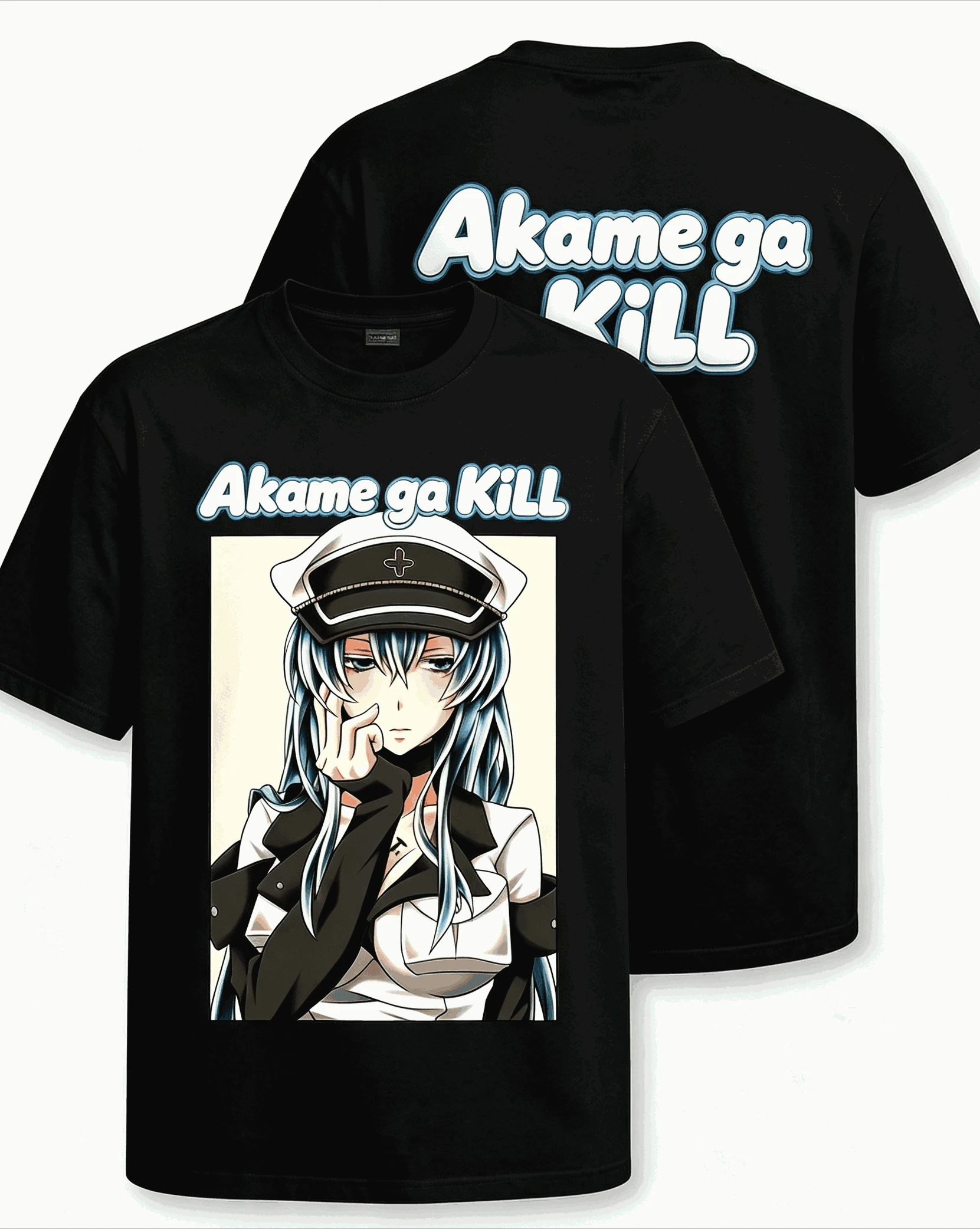 2026 Summer Hot Sale Anime Akame Ga KILL Esdeath T Shirt Y2K Unisex Gothic Round Harajuku Hip Hop Punk Cotton Oversized T-shirt