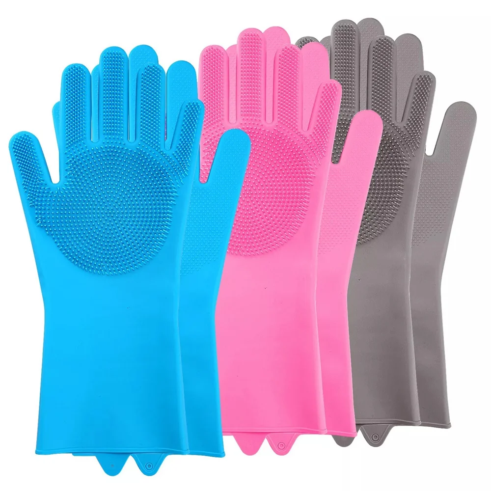 Guantes mágicos de goma de silicona para lavar platos, esponja para el hogar, Herramientas de limpieza de cocina