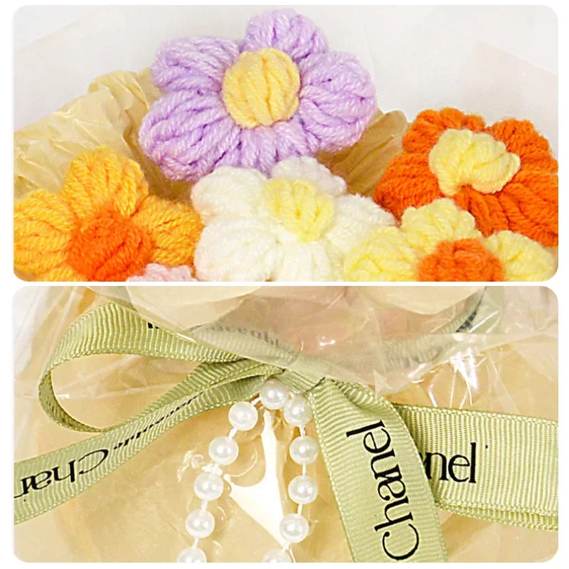 باقة زهور منتفخة صغيرة مصنوعة يدويًا - زهور صناعية، زهور صناعية، زهور صناعية، باقة منسوجة من الكروشيه لهدية عيد الأم