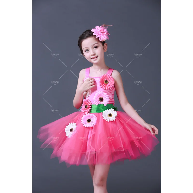 New children's dance chorus costume flower Fairy princess Puff skirt skirt girl flower performance clothing