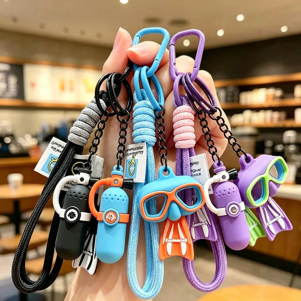Diving Gear Keychain Mini Oxygen Tank Swim Fin Dive Mask Pendant Key Ring  Ocean Theme Gift For Diver Backpack Bag Charm