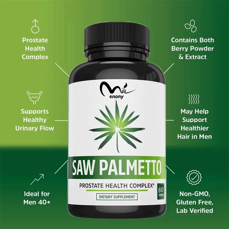 Nutritional Saw Palm Extract 500mg, Urinary Tract Support, Non GMO for Male and Female Hair Growth, 60 capsules