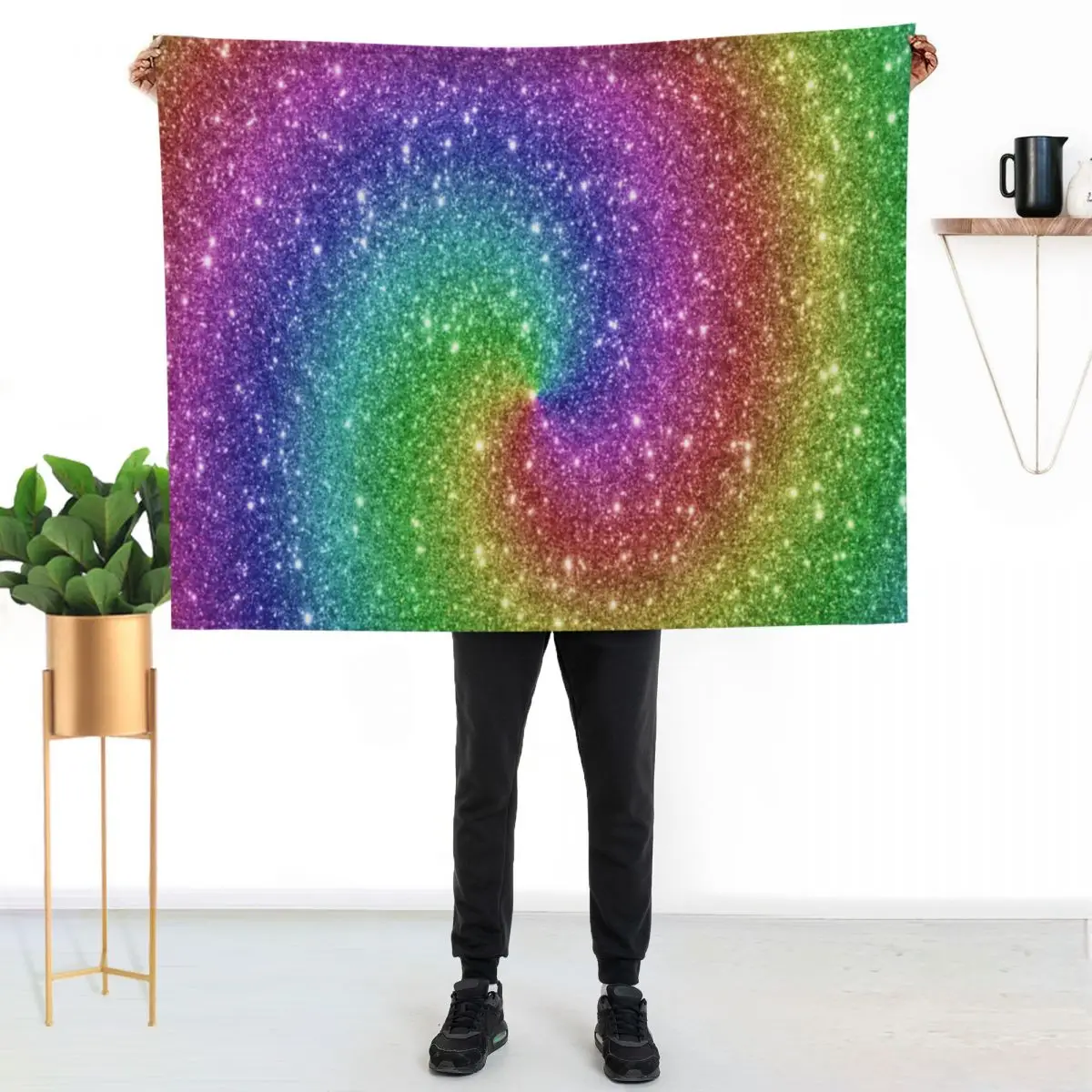 

Rainbow Glitter Sparkles Texture Throw Blanket Luxurious Soft Blanket Holiday Gift for Family