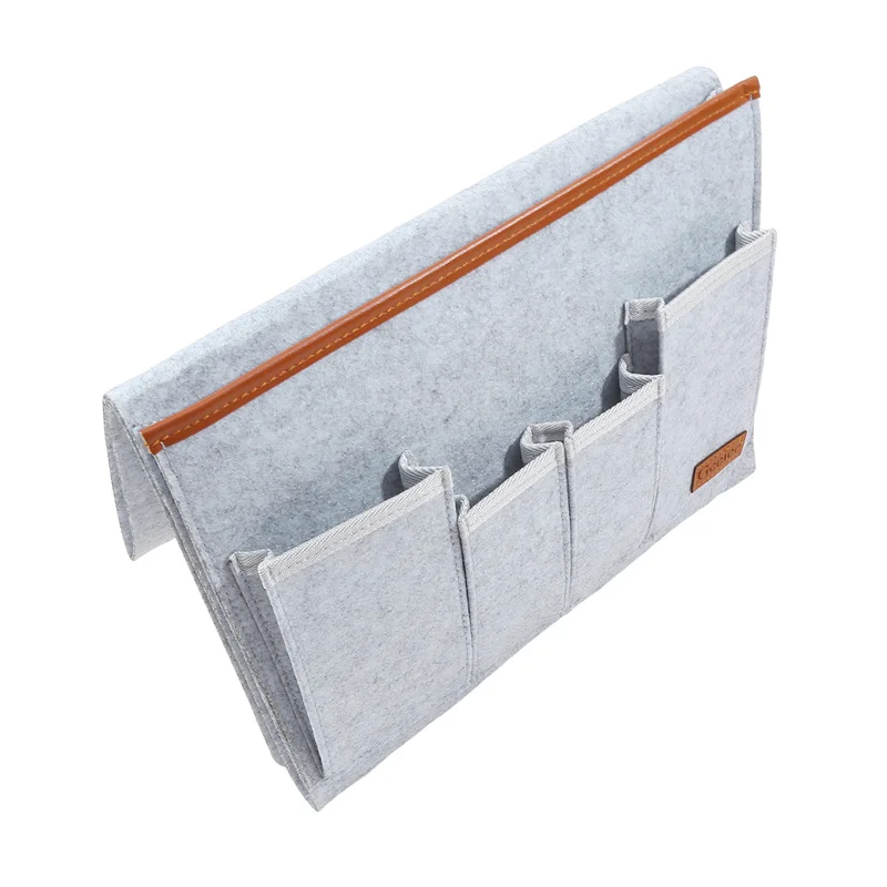 Felt Bedside Storage Bag Pouch Bed Desk Bag Sofa TV Remote Control Hanging Caddy Couch Storage Organizer Bed Holder Pockets