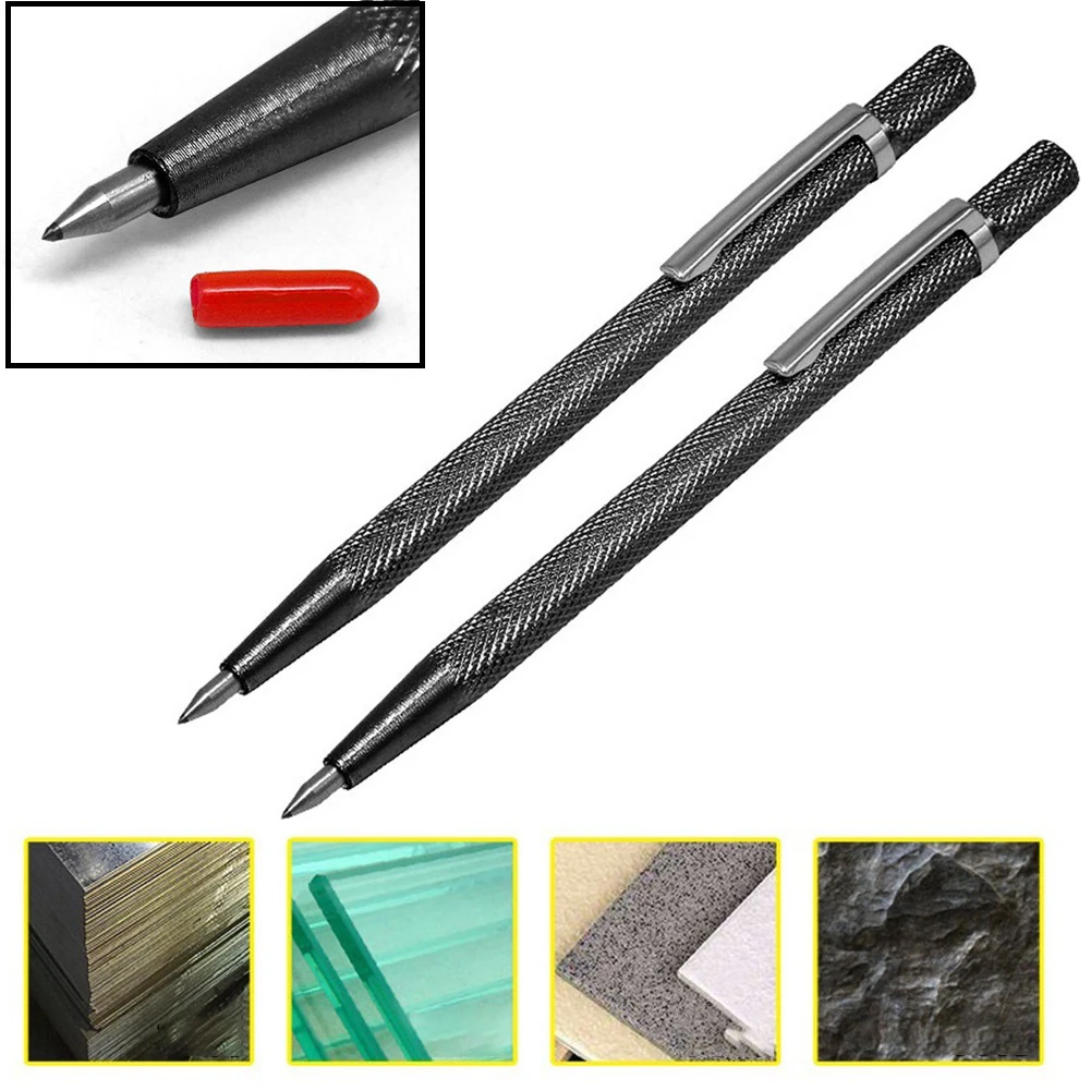 For Iron Sheets Workshop Equipment Cutting Pen Tungsten Carbide Tip Tungsten Steel Alloy 2PCS Black Ceramic Wood Carving