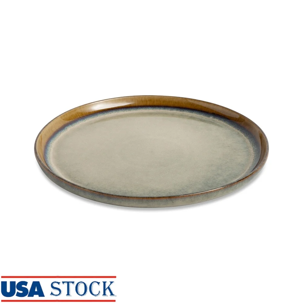 طبق سلطة مستدير من السيراميك، آمن للاستخدام في غسالة الأطباق، آمن للاستخدام في الميكروويف، أواني طعام ريفية متينة، مثالية لخدمة المقبلات والأطباق الجانبية #1