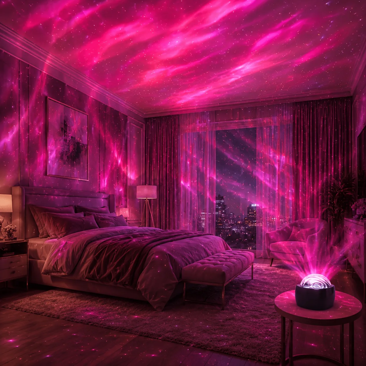 7Colors Starry Sky Projector Light LED Night Light Touch Switch Auto Rotate USB Powered for Home Room Decor Table Lamp Kids Gift