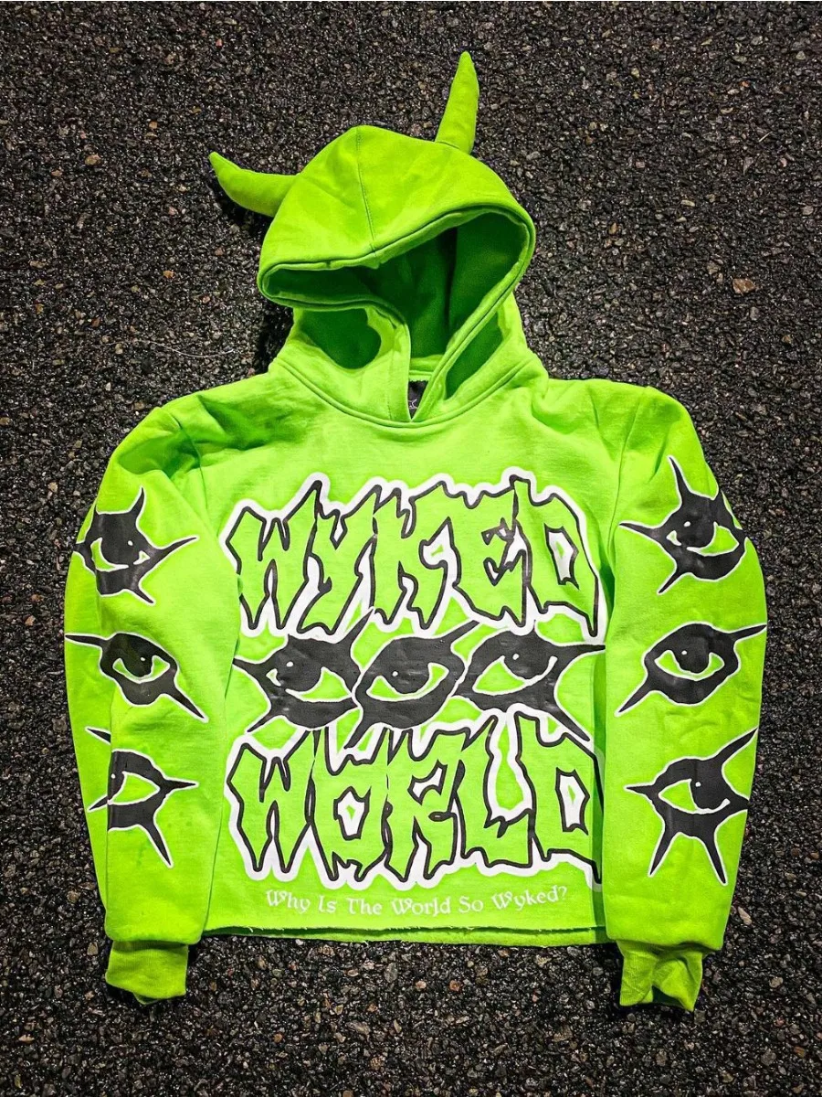 

Men's Y2K Style Horn Hat Hoodie Harajuku Fashion Street Printing Casual Pullover