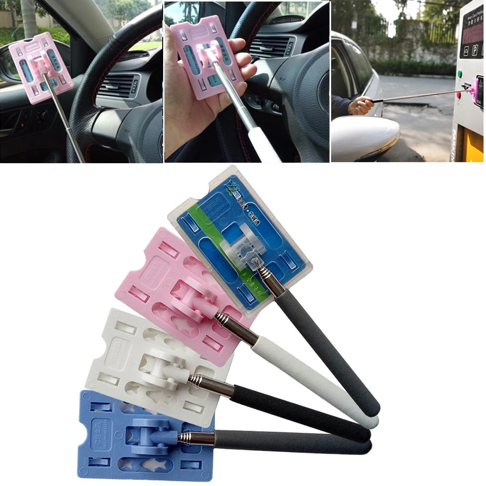 1 PCS AUTO Toll Card Stick Touch N Go Stick Holder Stickable Telescopic Parking Toll Swiping Stick Contactless Payment Rod