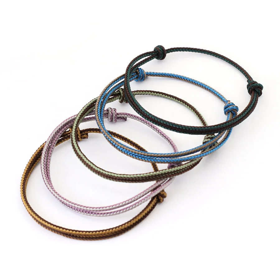 Minimalist Handwoven Rope Bracelet Unisex Sliding Adjustable 4 Styles Chroma 2mm Ethnic Cord Braclet Couple Casual Daily Jewelry image 4