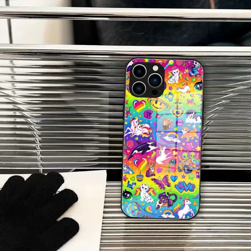 Lisa Frank tiger horse dog Cat Phone Case Tempered Glass FOR IPhone 14 13 11 12 Pro 8 7 Plus X 13 Pro MAX XR XS MINI Covers