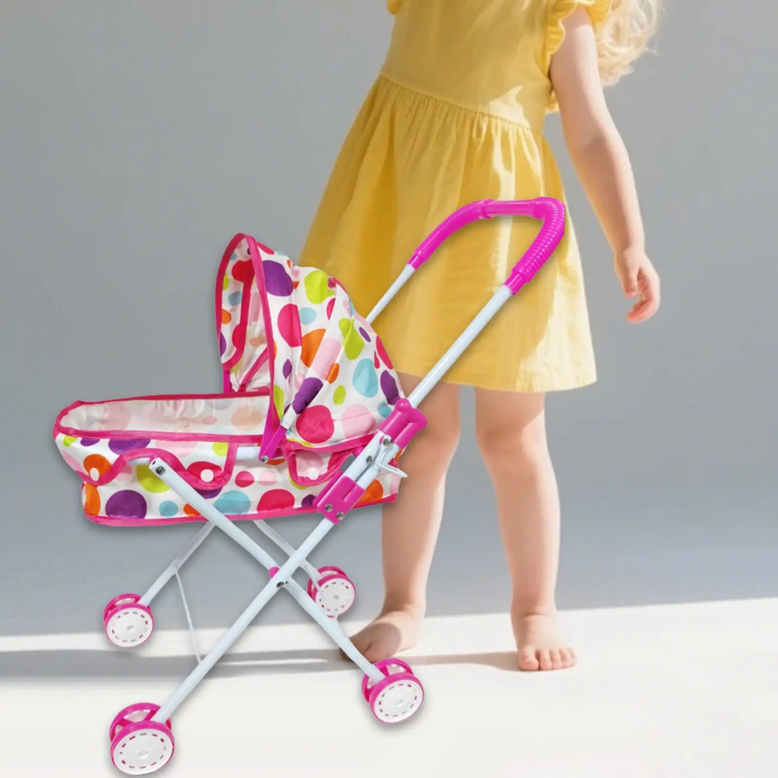 Toy Stroller for Dolls Developmental Role Play Interactive Folding Educational Pretend Play Doll Pram Simulation Pushchair Toy