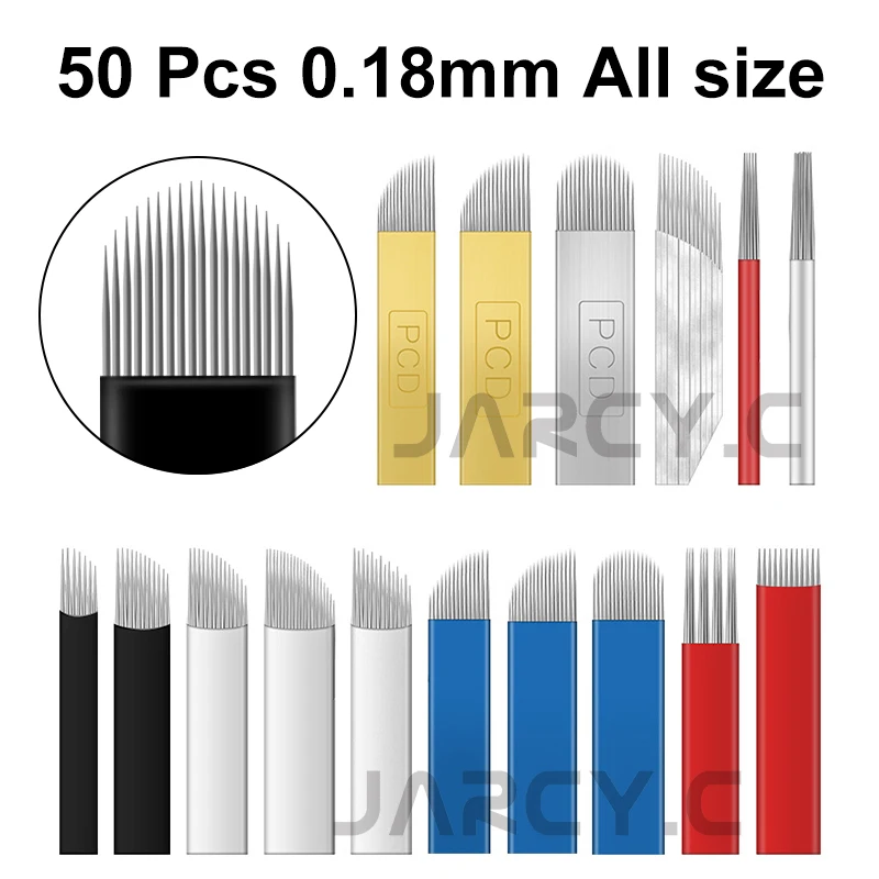 

50pcs All Size Nano Black 0.18mm U Shape 12 14 16U 18U Microblading Needles for Permanent Makeup Supplies Manual Eyebrow Blades