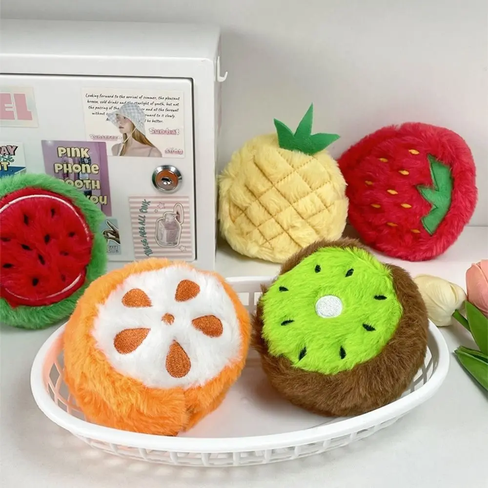 Mini monedero de felpa con forma de fruta suave, bolsa de dibujos animados, llavero colgante, sandía, fresa, bolsa de almacenamiento, regalo