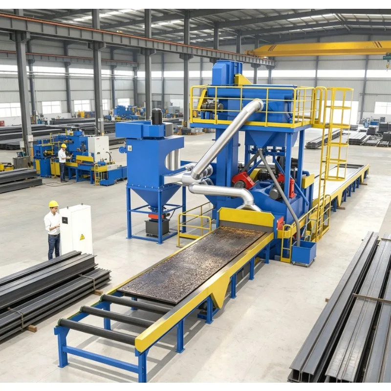 Eco-Friendly Roller Conveyor Shot Blasting Machine with Dust Collector, Low Noise Through Type for Steel Metal Cleaning, CE ISO